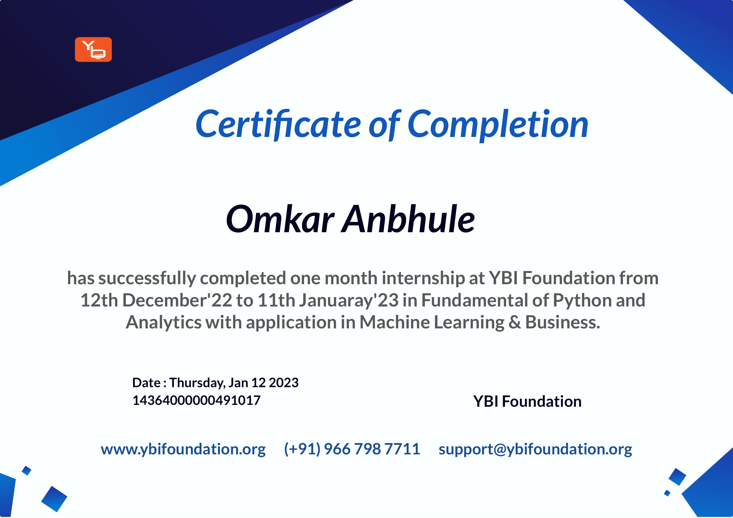 certificate