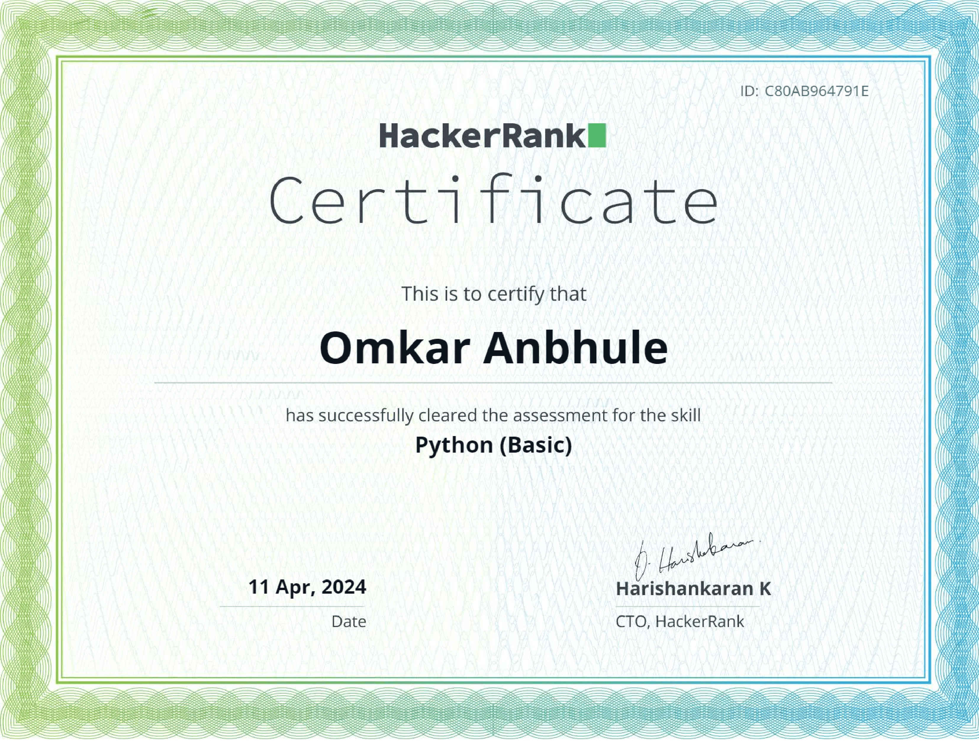 certificate