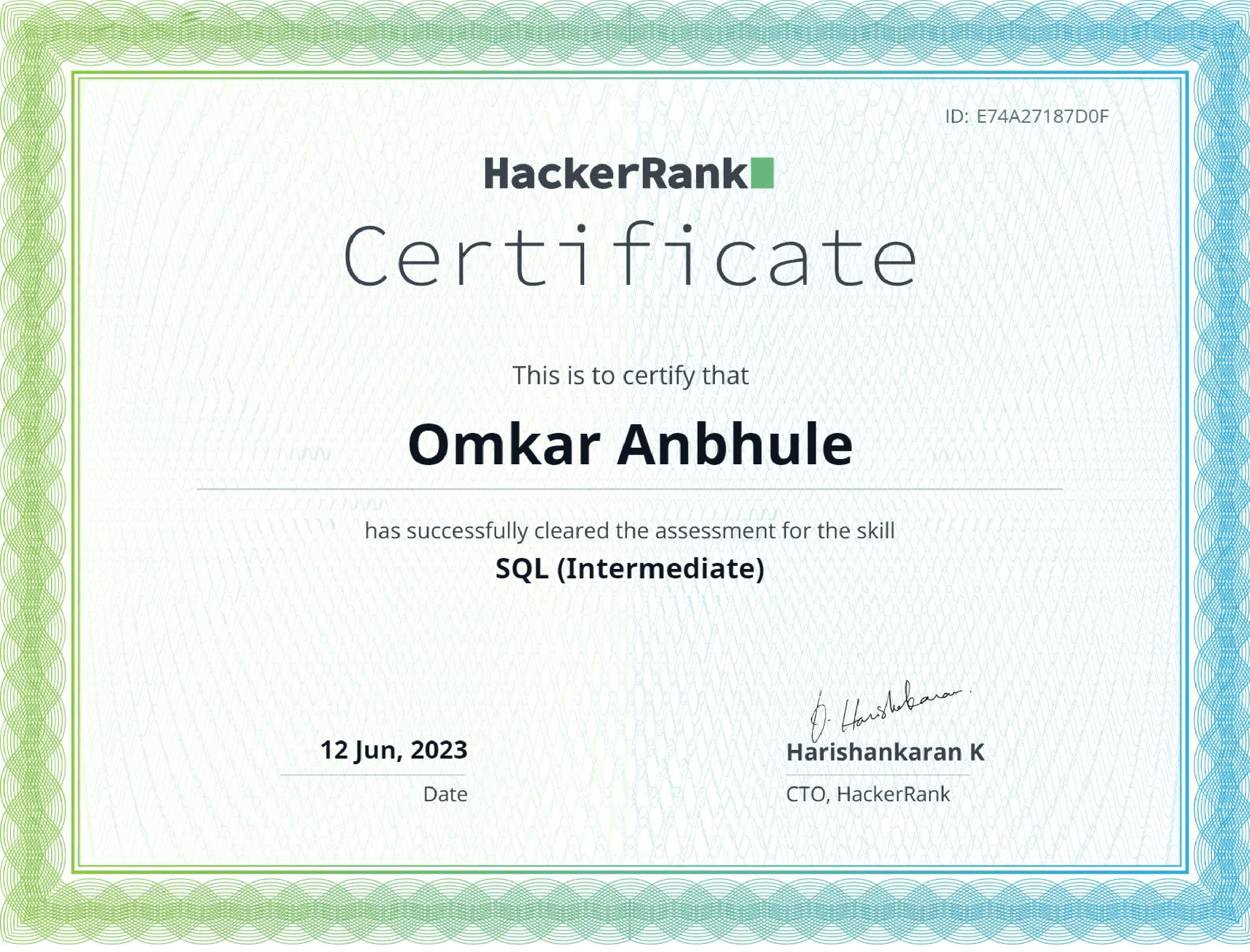certificate